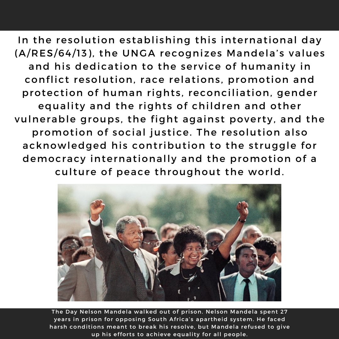 wpi_odime's tweet photo. The UN General Assembly (UNGA) declared July 18 as Nelson Mandela International Day, in recognition of the contributions made by Nelson Mandela, the former South African President, to the culture of peace and freedom.

Learn More: https://t.co/3ZuSIWDlnI

#WPI #ODIME #WPITechTube https://t.co/9Scws9fIVR