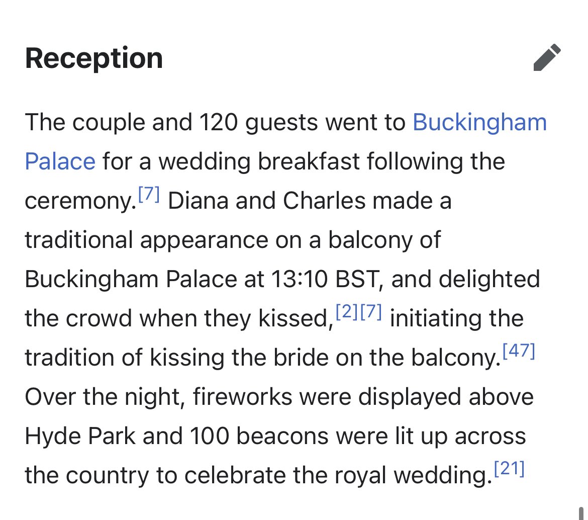 But the reception was at Buckingham Palace….