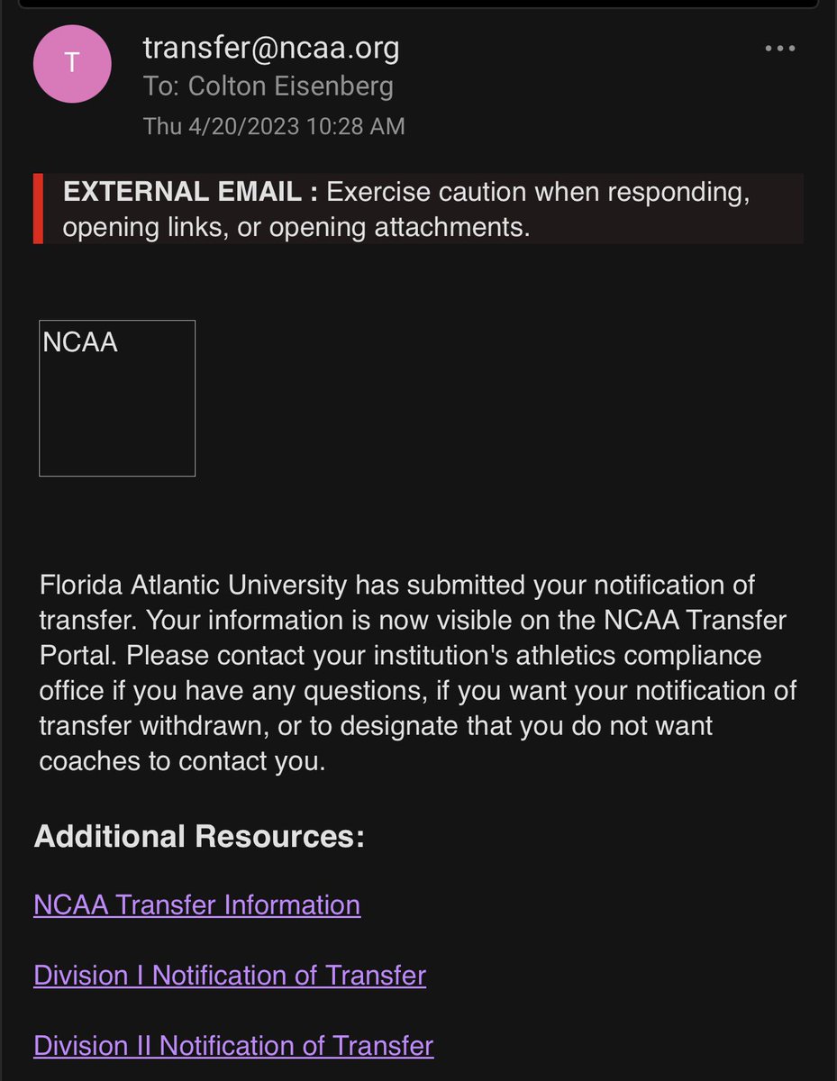 College Transfer Portal on Twitter "FAU Kicker, Colton Eisenberg, has