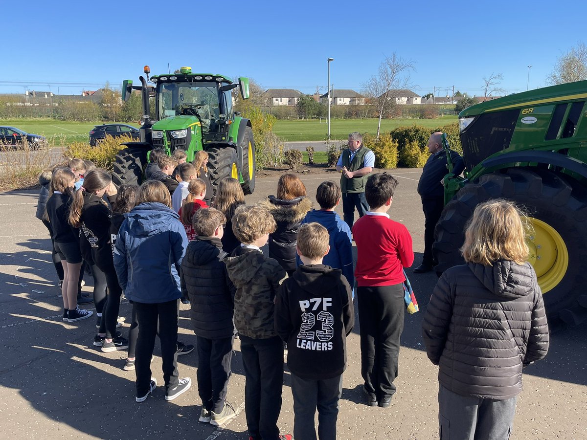 P7Dunbar's tweet photo. A big shoutout to Will &amp; Jamie from @Sherriffgroup (Haddington Depo) for coming down to DPS today to talk to our P7’s as part of World of Work week. The pupils heard all about some of the available positions within the company - specifically with technology and sales🚜 #DPSWOW23 https://t.co/lnGbepwFrh