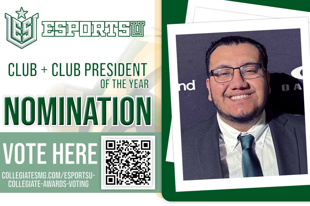 nineresports's tweet photo. We have gotten two award nominations from @EsportsUGaming for their Collegiate Awards 2023!! Club of the Year Award and our president @HispanicPhenom has been nominated for Club President of the Year Award! ⛏️

PLEASE vote!💚
https://t.co/4NdPoA6j8F https://t.co/jlYwOzjcKr