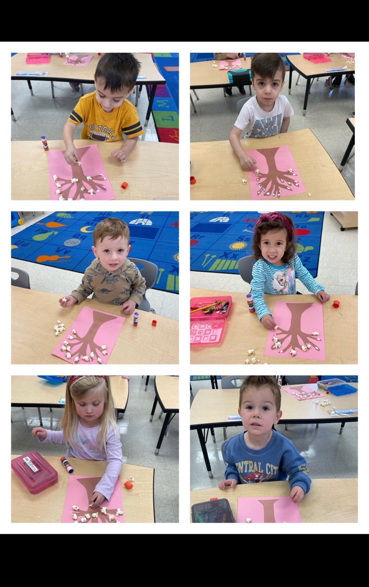 Artsy Thursday in PreK 3B 
Cherry Blossoms with Popcorn! #stbens4life #woyc2023 💙🤍