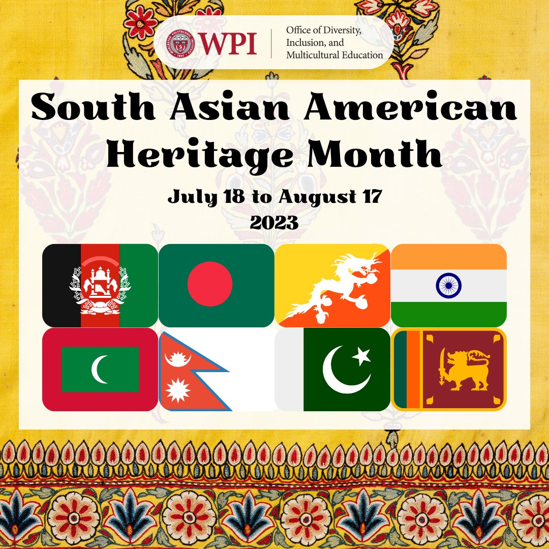 wpi_odime's tweet photo. South Asian Heritage Month (SAHM) first took place in 2020 and runs from 18th July to 17th August each year. SAHM seeks to commemorate, mark and celebrate South Asian cultures, histories and communities.

Read more: https://t.co/ydzFS6arCb

#WPI #ODIME #WPIDiversity #WPITechTube https://t.co/SKoND0wcz1