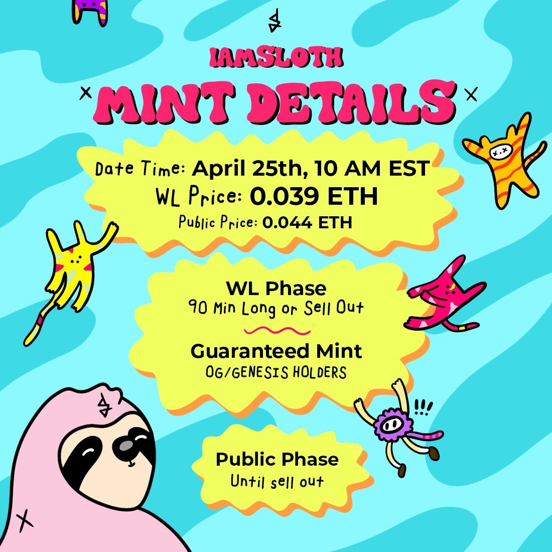 IAMSLOTHNFT's tweet photo. 『 Mint Is Comin’ Up Y’all! 』

『 Serenity &amp; Vibes Filling The Air. 』

『 April 25th. 10 A.M. EST - See Ya There. 』 https://t.co/cg8vpUea0g