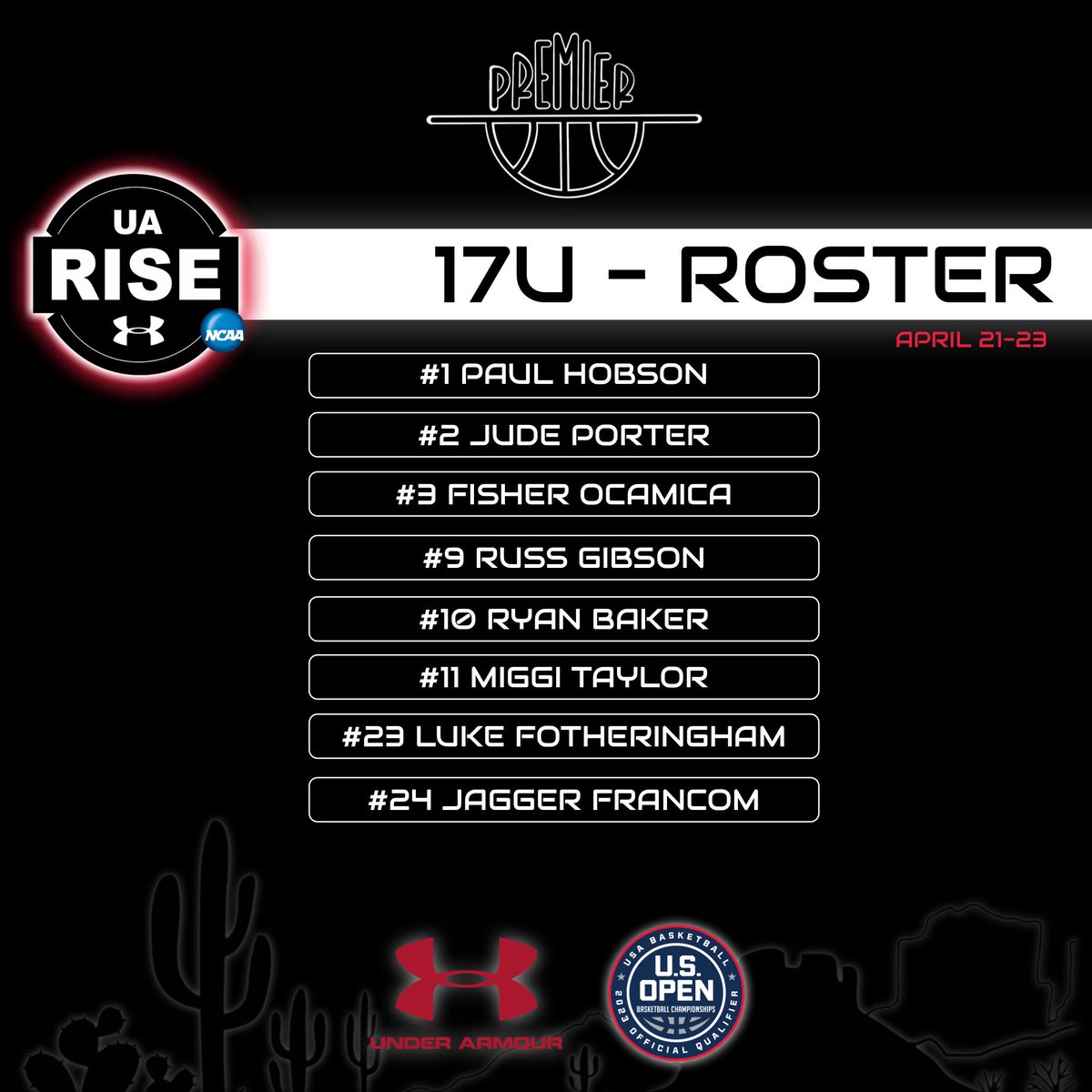 IdahoPremier's tweet photo. 💥Session 1 of the UA @RiseCircuit starts tomorrow!💥

📍All UA Rise &amp; UAA games will be played at Legacy Sports in Mesa, AZ. 

⭐️Our 17U UA Rise team was invited to participate in the @WCEBball Super Showcase, giving them an additional showcase game on Sunday at Inspire Courts. https://t.co/qmmSzJGGqD