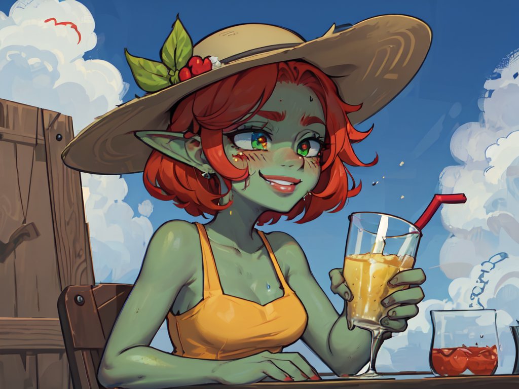 SlipperyGem's tweet photo. #summer is nearly here, here's some #golbin #girls enjoying what is definitely #lemonade .
#stablediffusion #stablediffusionwaifu #anime #animegirl #aiwaifus #animegirls #aigirls #AIArtwork #AIart #AIイラスト https://t.co/FphRcl4DHC