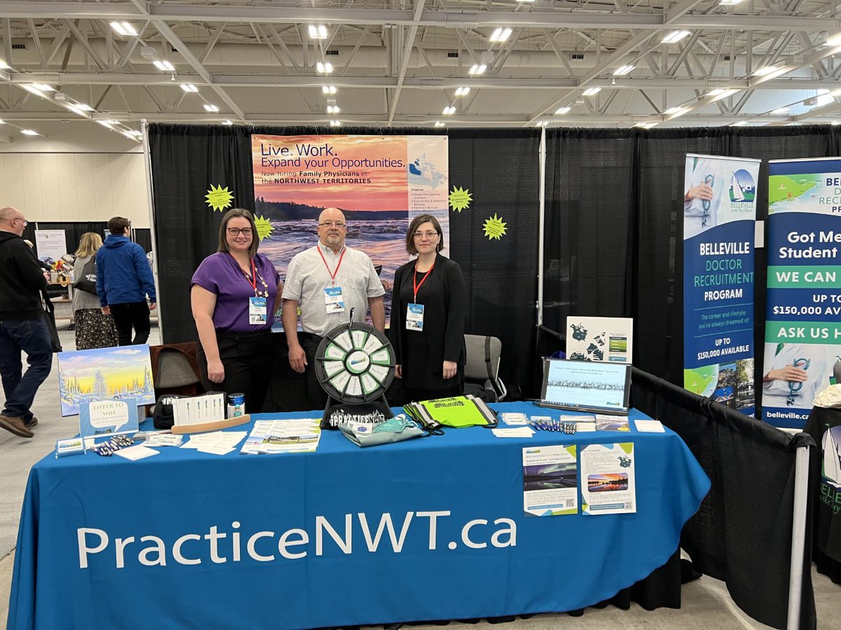 PracticeNWT's tweet image. It is the first day of the #SRPC2023 Rural &amp;amp; Remote conference, and our PracticeNWT team is excited to connect with attendees. Come by the booth to enter our prize draw and see if a locum or permanent position in the NWT is right for you! ow.ly/J7uY50NNObg
@SRPCanada