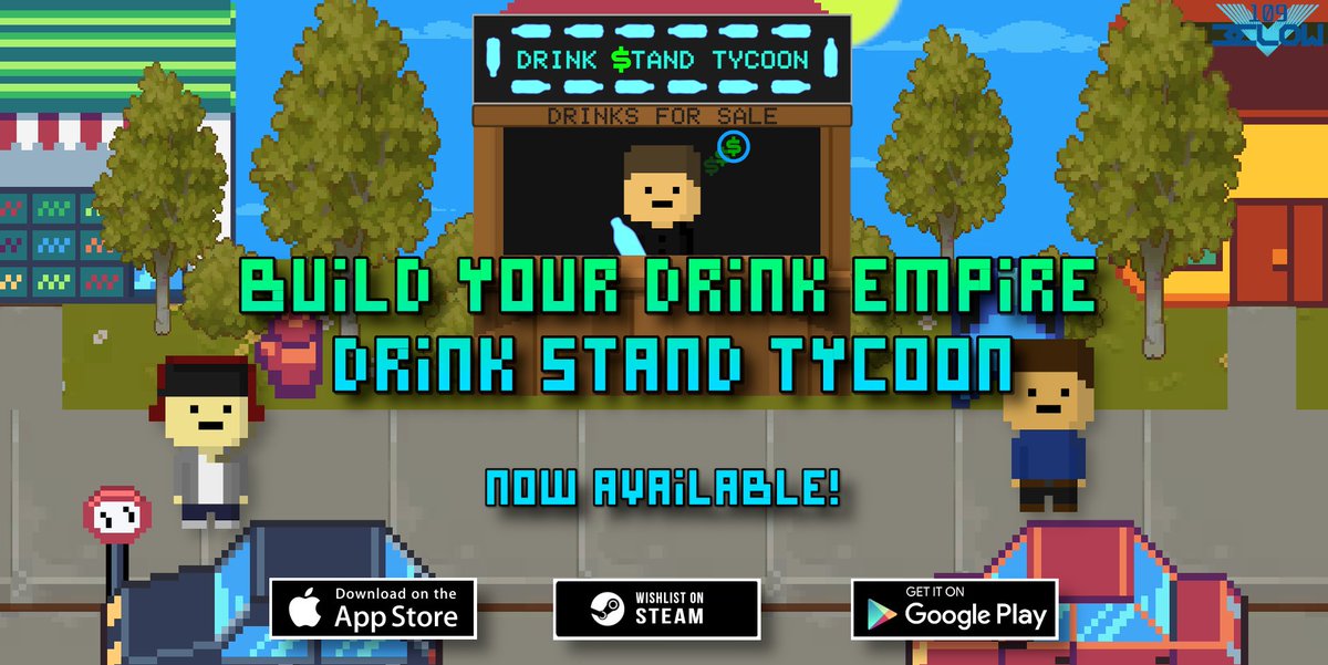 109Below's tweet image. Come join the ranks and compete, or just relax and build your drink empire today in our new casual business tycoon game Drink Stand Tycoon! Out now on iOS, Android, and coming to Steam for PC! #drinkstandtycoon #indiedev #indiegame 
apps.apple.com/us/app/drink-s…
play.google.com/store/apps/det……