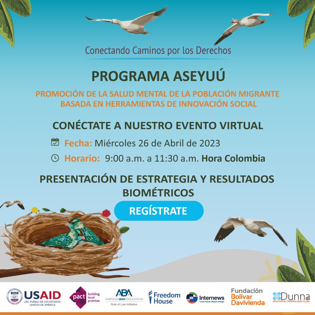 DunnaColombia's tweet photo. ¿Quieres saber cómo transformamos la salud mental de comunidades migrantes?

👩‍💻Conéctate a nuestra trasmisión el próximo miércoles 26 de abril de 9:00 am a 11:30 am.

¡Inscríbete ya!  
https://t.co/dzwQSH0c3b https://t.co/EXoQtYGL3V