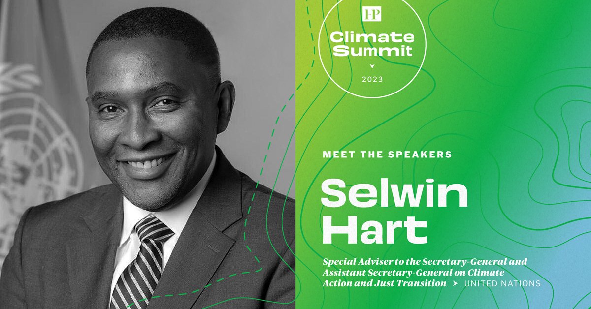 ForeignPolicy's tweet photo. .@UN Assistant Secretary-General @SelwinHart joins #FPClimateSummit to discuss Accelerating the Global Climate Action Agenda with @SherryRehman. Register: https://t.co/GQYYOqPmYP https://t.co/DuVQjdhKWG