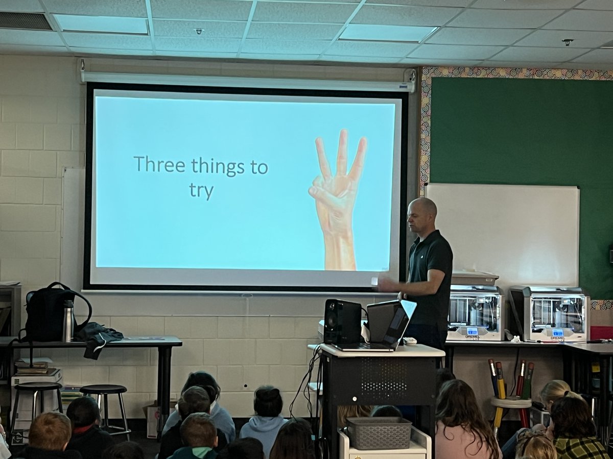 DisneyDolphins's tweet photo. 4th graders had an inspiring message from author Chad Morris today!  Try 3 things: See more in people, talk to someone new, do something kind for someone else! #Proud2bMPS #DisneyDolphins #MPSlibrarystories https://t.co/nq79uQxVDo