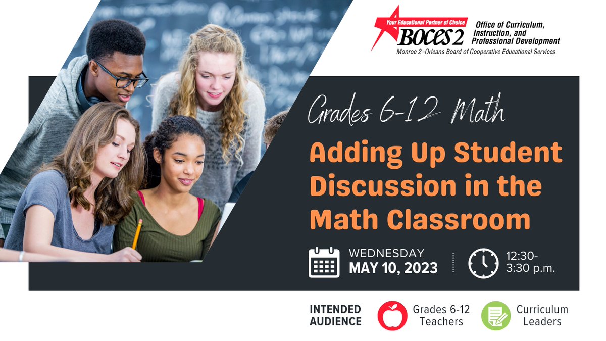 Do you do most of the talking in your math classes and wish more students would share their thinking? Register for Adding Up Student Discussion in the Math Classroom for Grades 6-12 Math on Wednesday, May 10. Find out more at ow.ly/2FtC50NL1BO