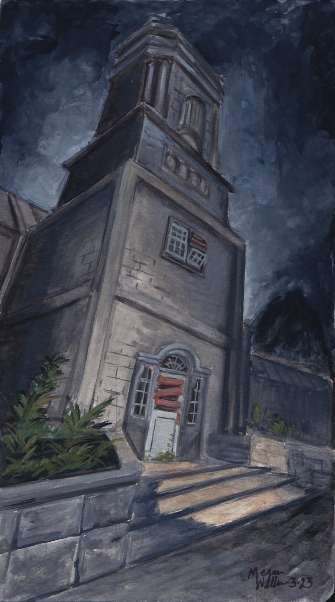 freezdriedchimp's tweet photo. I like goofy, spooky stuff. These are some  small gouache paintings I did from locations in this video game called Phasmophobia. Hands down the scariest game I have ever played. 12/10
#phasmophobia #phasmophobiagame #kineticgames #kinetic #art #fanart #traditionalart #gouache https://t.co/BISOQhuLnf