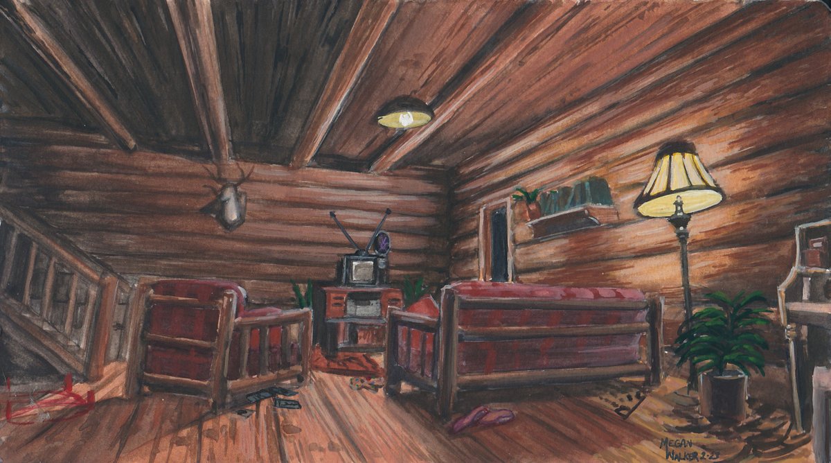 freezdriedchimp's tweet photo. I like goofy, spooky stuff. These are some  small gouache paintings I did from locations in this video game called Phasmophobia. Hands down the scariest game I have ever played. 12/10
#phasmophobia #phasmophobiagame #kineticgames #kinetic #art #fanart #traditionalart #gouache https://t.co/BISOQhuLnf