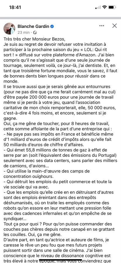 victorsaintmac's tweet photo. Blanche Gardin justifiant son refus de participer à l’émission « LOL : qui rit sort » https://t.co/GSr6LilwBt