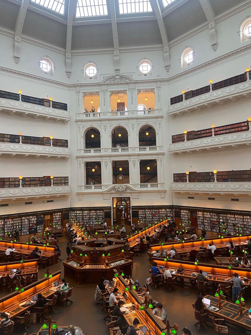 LibraryHawes's tweet photo. I asked my daughter to send me interesting pictures whilst she is travelling #Melbourne she really knows me well and sent pictures of @Library_Vic State Library of Victoria. #stunninglibrary https://t.co/fSSPBamgdh