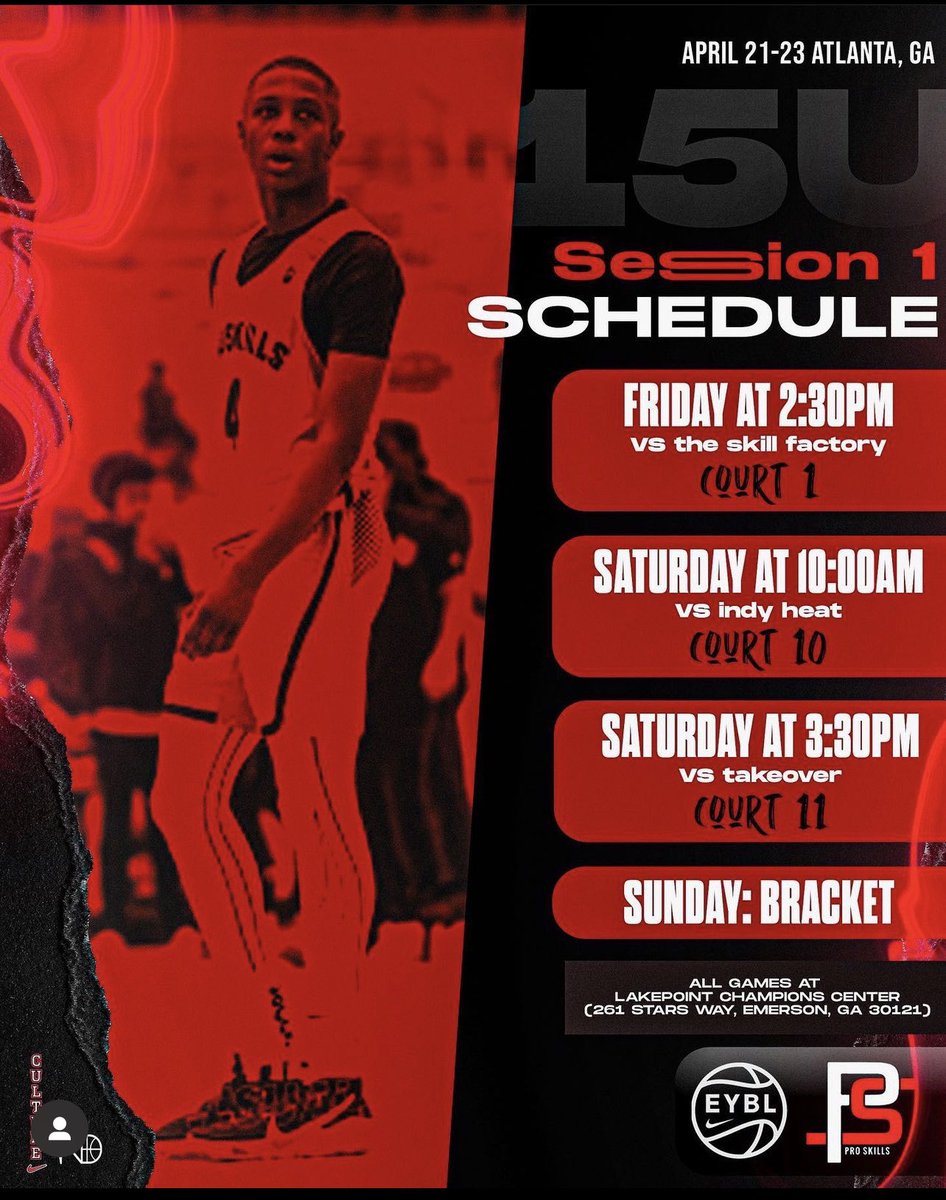 ldeffebaugh's tweet photo. Session 1 in ATL on deck for ProSkills 15U EYBL!!  Let’s gooo!!!  💪🏾😤 #family #roadtopeach #dowork @21Caden21 @ProSkillsEYBL @PSEYBL15u @_KingdomPerform https://t.co/kJOPLm9qMl