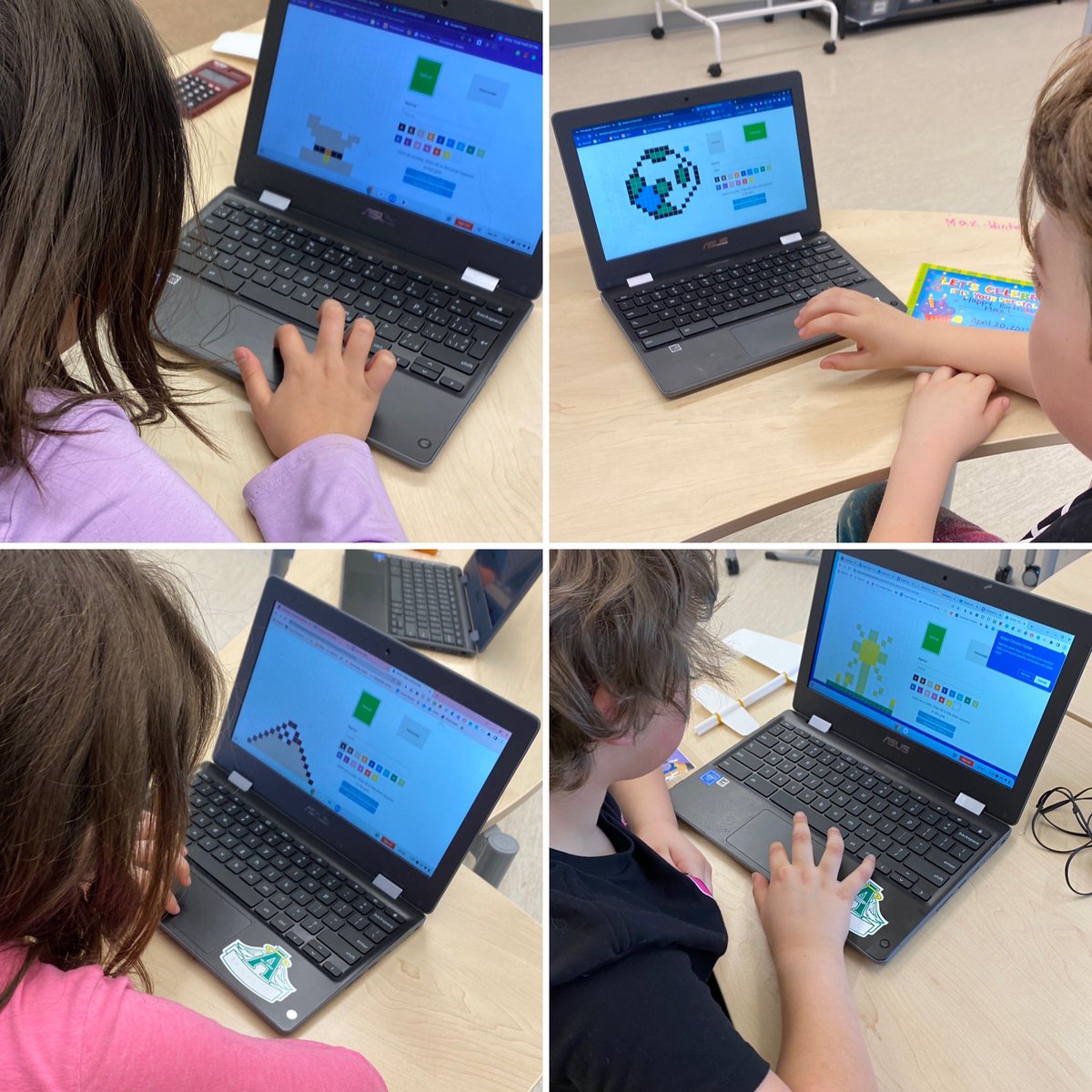 ddfish's tweet photo. @byStickTogether @TheCobblestoneC  students @HASlearns making some amazing earth day pixel creations! https://t.co/WGCt40Q89w