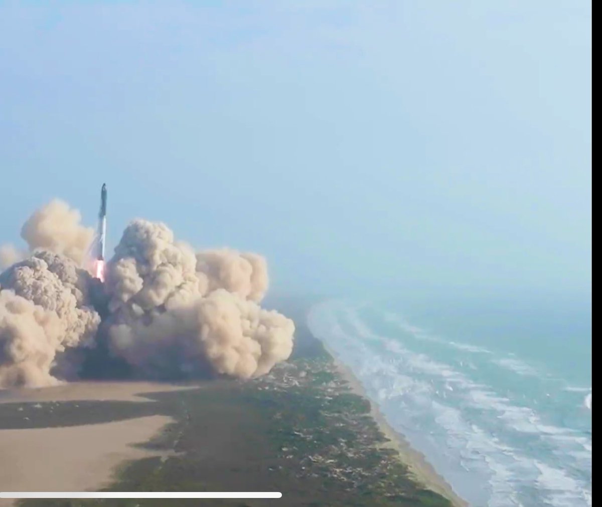 mvivian's tweet photo. @DJSnM I think debris, look at latest launch video space X posted to Twitter, you can see large splashes from debris splashing into the water as the rocket starts to pull off tower. Stare at the waves while it’s lifting, you will see it. https://t.co/U1uUlsj6pH