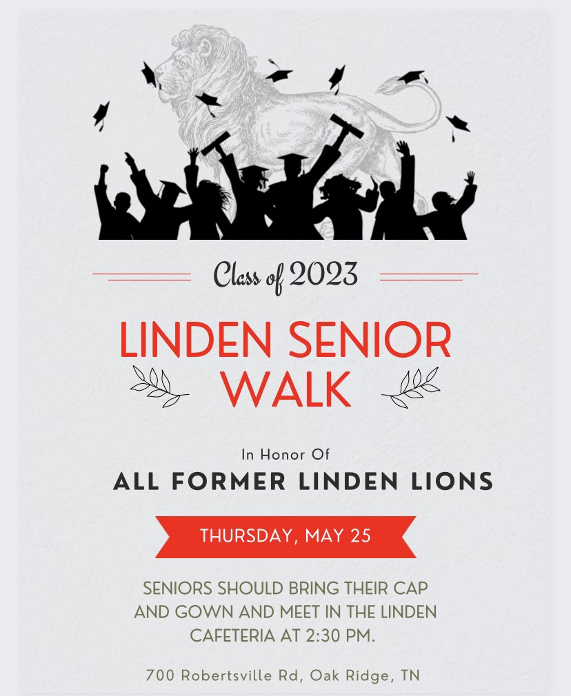 We are so excited for our Linden Senior Walk! ❤️🦁❤️ <a href="/ORSchools/">Oak Ridge Schools</a>