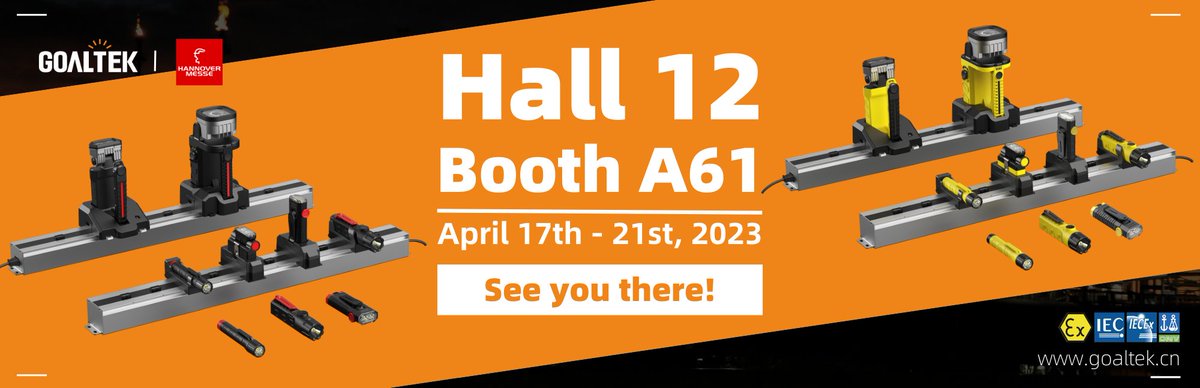 Tomorrow  will be the last day of the exhibition #HM23,  Welcome everyone to continue visiting our member units.
GoaltekElectric is thrilled to showcase the range of 9 explosion-proof portable lighting products, including torches, handlamps, and headtorches. #explosionproof
