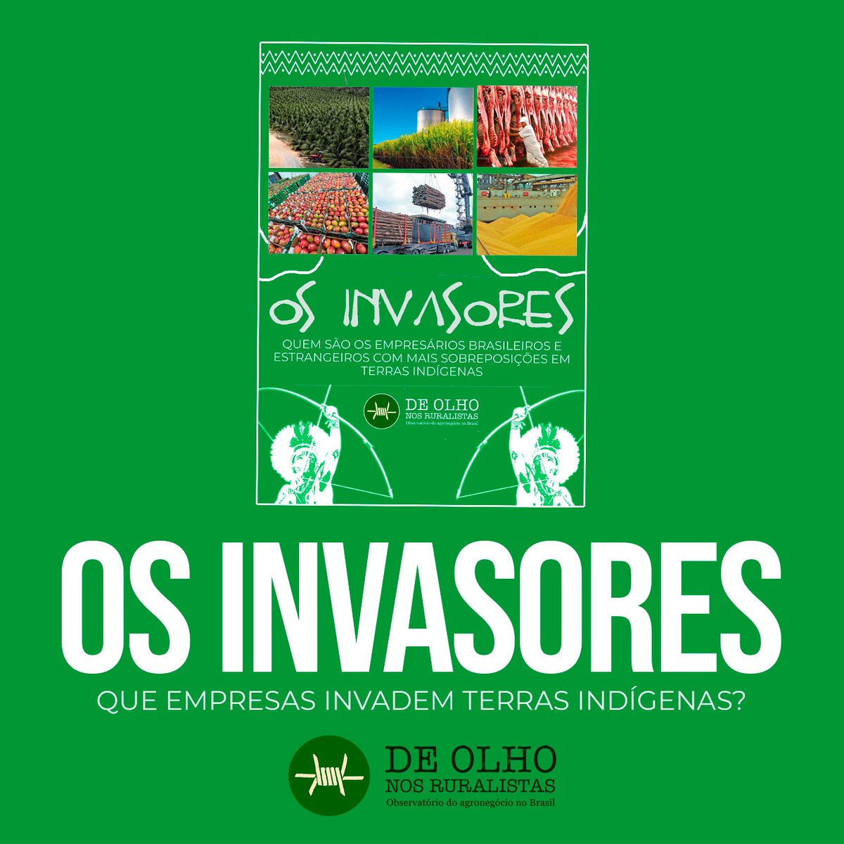 deolhonoagro's tweet photo. Vídeo no ar: https://t.co/K8AIHEgiey 

Dossiê inédito “Os Invasores” revela quem são os empresários com mais sobreposições em terras indígenas.  

Entre as multinacionais estão Bunge, Amaggi, Bom Futuro, Lactalis, Cosan, Ducoco e Nichio.  

Dossiê aqui: https://t.co/qAVrcVX7D2 https://t.co/TUhuyPhxIG