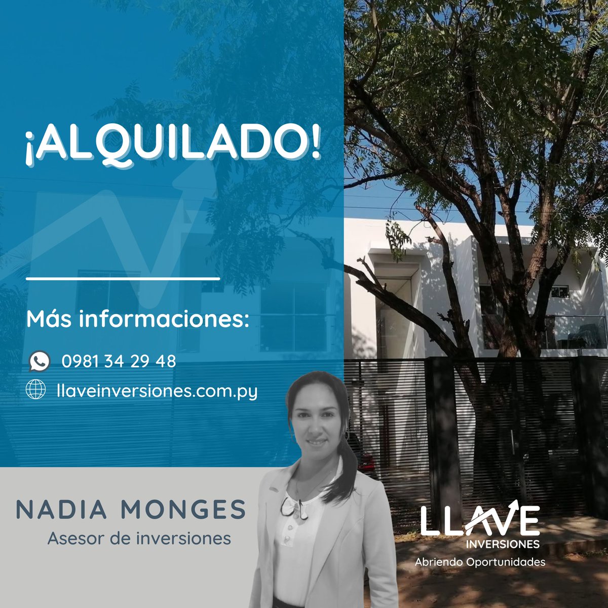 llavepy's tweet image. ¡Felicitamos a @Naduaguil  por el cierre de alquiler de un departamento en la ciudad de Mariano Roque Alonso! 🥳

Si deseas conocernos más accedé a llaveinversiones.com.py 

#llaveinversionespy #alquileres #inversiones