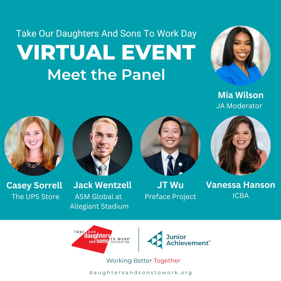 todastw's tweet photo. Not able to participate in Take Our Daughters And Sons To Work Day? Join us on April 27th at 1 pm ET. Our Panelists will be sharing their career journeys, and more. It’s a fun way to help your student better understand work. Register Today! https://t.co/qAwqBkaodY https://t.co/AjCQpeb4Z3