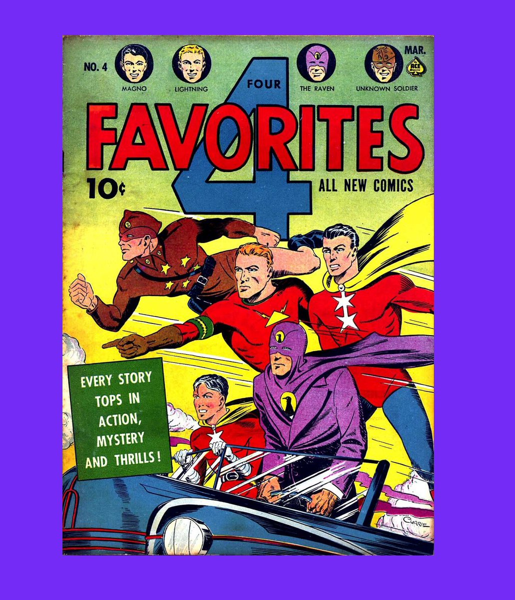 #4Favorites - #AceMagazines (Ace Periodicals) 4 Favorites Issue #4 (March 1942) changes line-up, replacing #Vulcan for #UnknownSoldier from Our Flag Comics - with -#Raven Danny Dartin, #Lightning Robert Morgan (aka 'Lash  Lighting') #Magno and Davey in '4 Favorites' -#MysteryMen