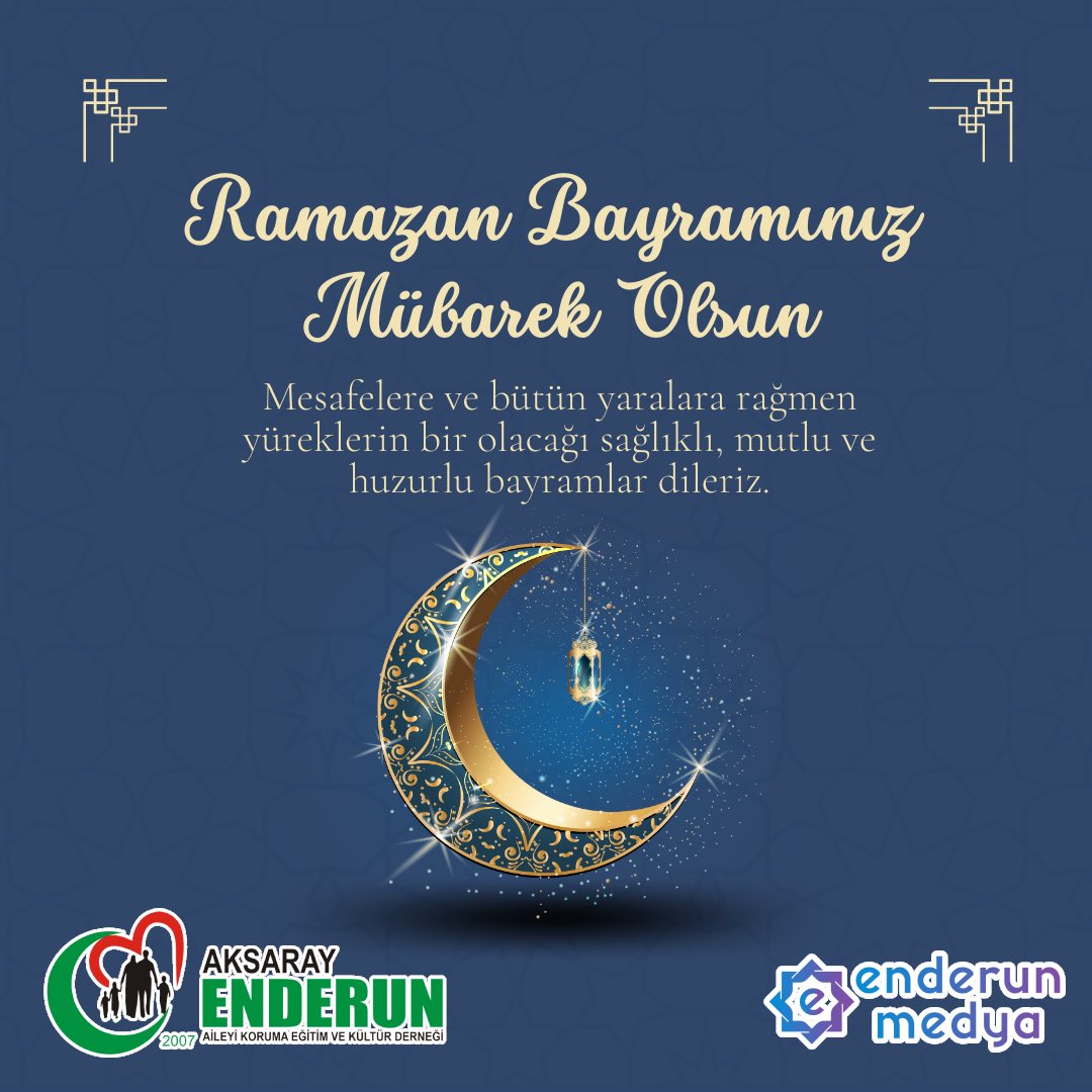 Aksaray_ENDERUN's tweet photo. Mesafelere ve bütün yaralara rağmen yüreklerin bir olacağı, sağlıklı, mutlu ve huzurlu bayramlar dileriz.
#enderunmedya #ramazanbayramı #aksarayenderun https://t.co/UZzlVPOM35