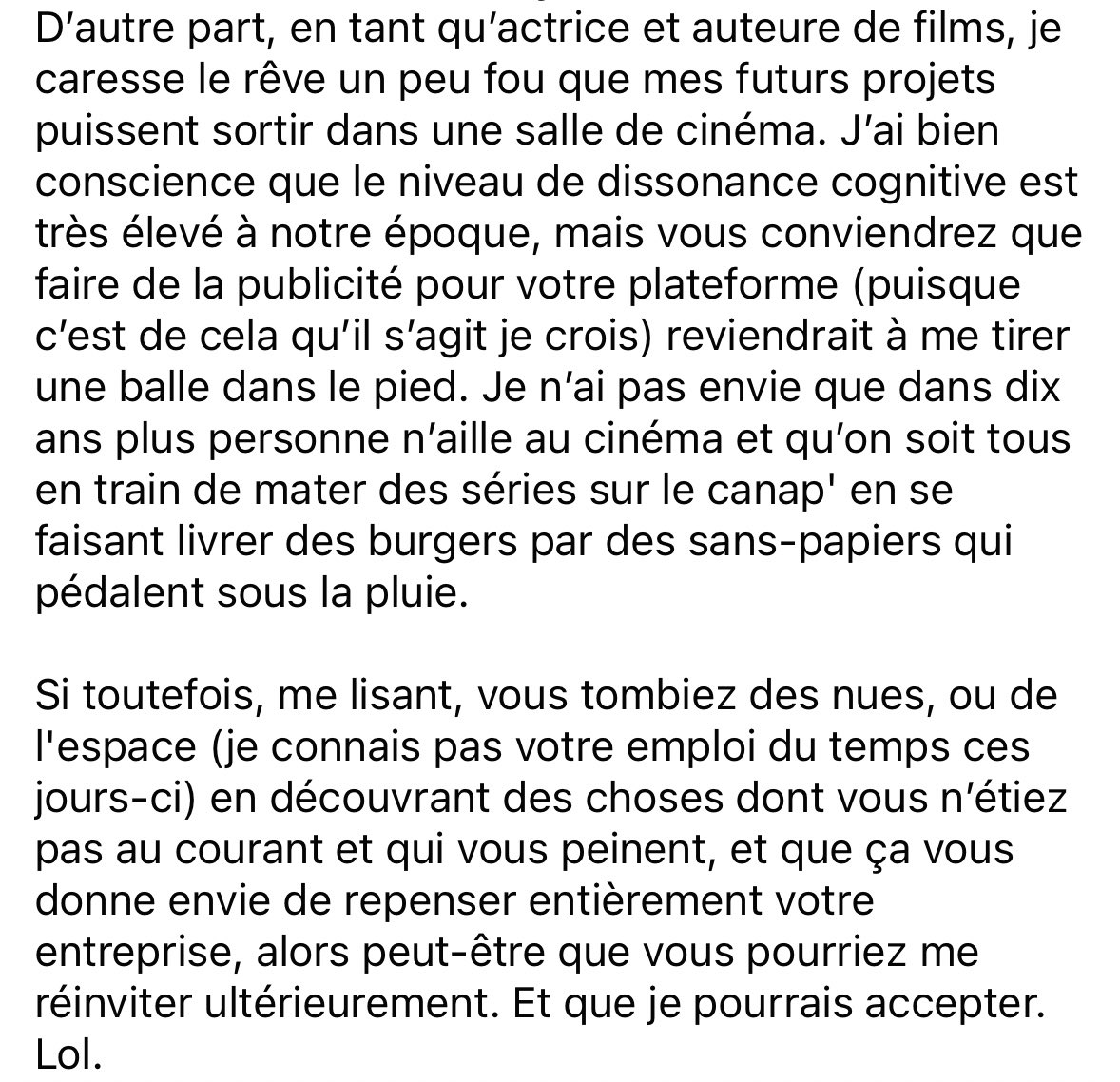 GrablyR's tweet photo. Apparemment, Blanche Gardin n’aime pas Amazon (ni l’idée d’être payée 200.000 euros par jour pour tourner dans « Lol »). https://t.co/OB0q5Uq5Ut