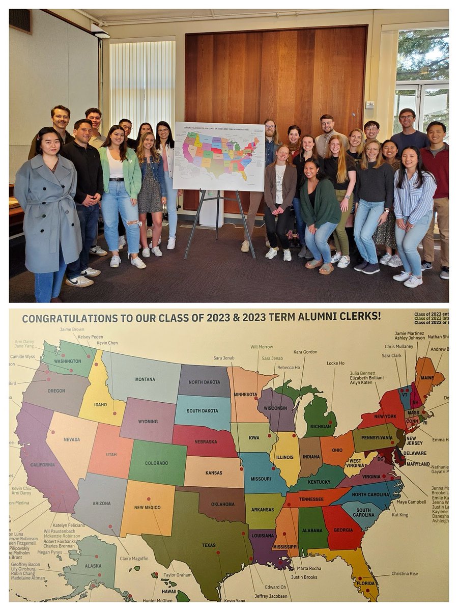 BerkeleyLawCDO's tweet photo. Congrats to our Class of 2023 Judicial Law Clerks &amp; to all of our alums who will be clerking in the 2023-24 term! They will be clerking in 27 different states for federal &amp; state court judges at all levels.  Huge kudos to Anna Han - our amazing Director of Judicial Clerkships!! https://t.co/iIHu4uCzy8