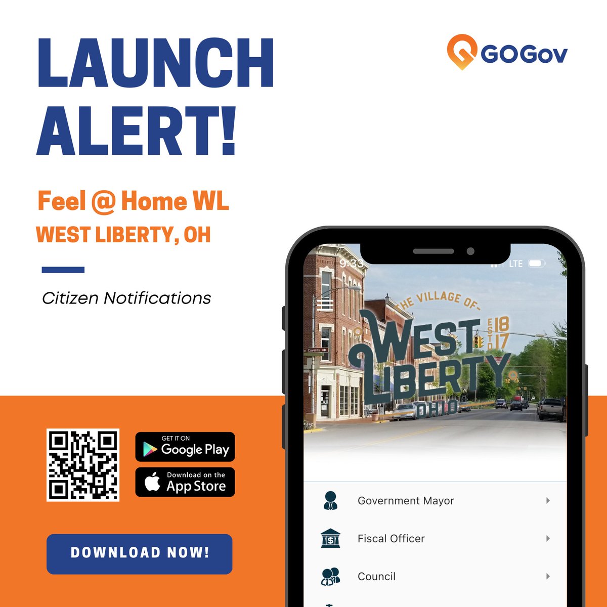 Launch Alert! West Liberty, OH has launched Citizen Notifications and a new mobile app, Feel @ Home WL, developed by @GOGovApps.  

Citizen Notifications lets West Liberty connect with residents through a mobile app.   

#westliberty #Ohio #GOGovLaunch