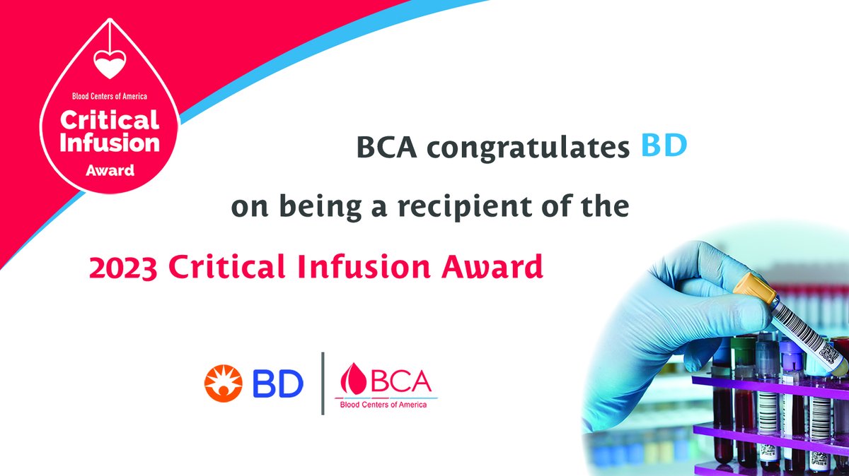 Blood Centers of America (@bcabloodcenters) on Twitter photo Congratulations <a href="/bectondickinson/">Becton Dickinson</a> and thank you for your commitment to BCA member blood centers and the patients they serve! Congratulations <a href="/bectondickinson/">Becton Dickinson</a> and thank you for your commitment to BCA member blood centers and the patients they serve!