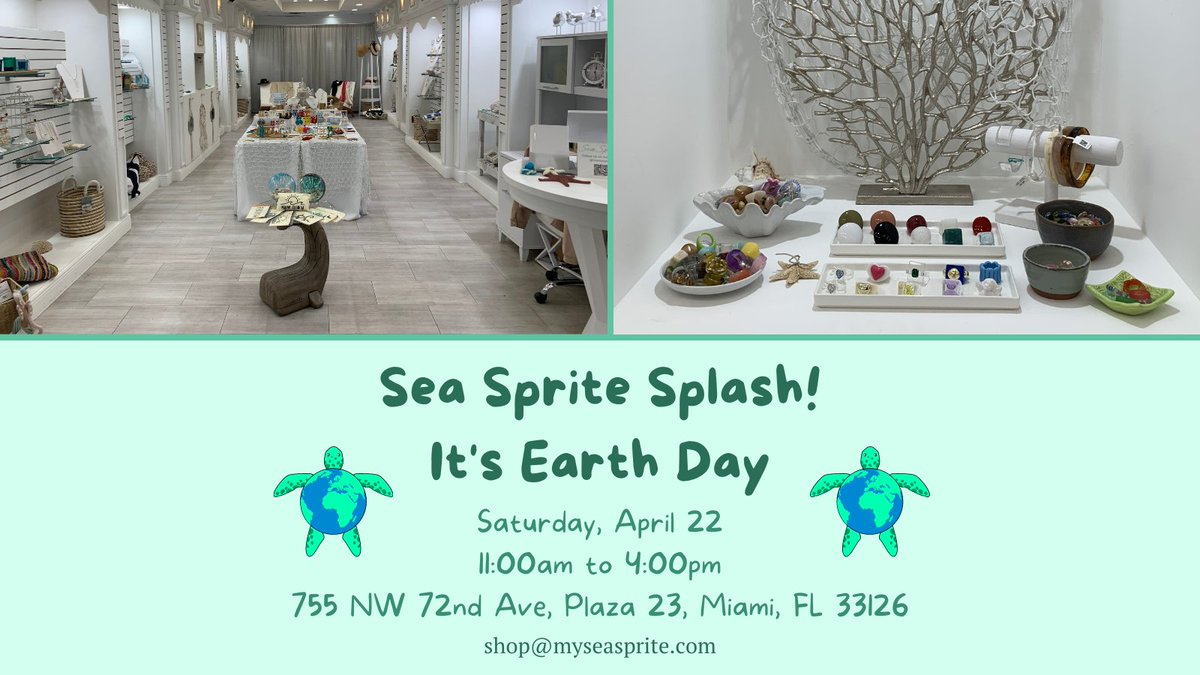 We invite you to our April in-store shopping event this Saturday from 11am to 4pm! Hope to see you there! 🧜‍♀️🧜‍♀️🌊🌊
Event Page: fb.me/e/26CtijKzE

#myseasprite #seaspritemiami #seaspritesplash #earthday #instoreshopping #uniquegifts #miamievent #miamishopping #trendyjewelry