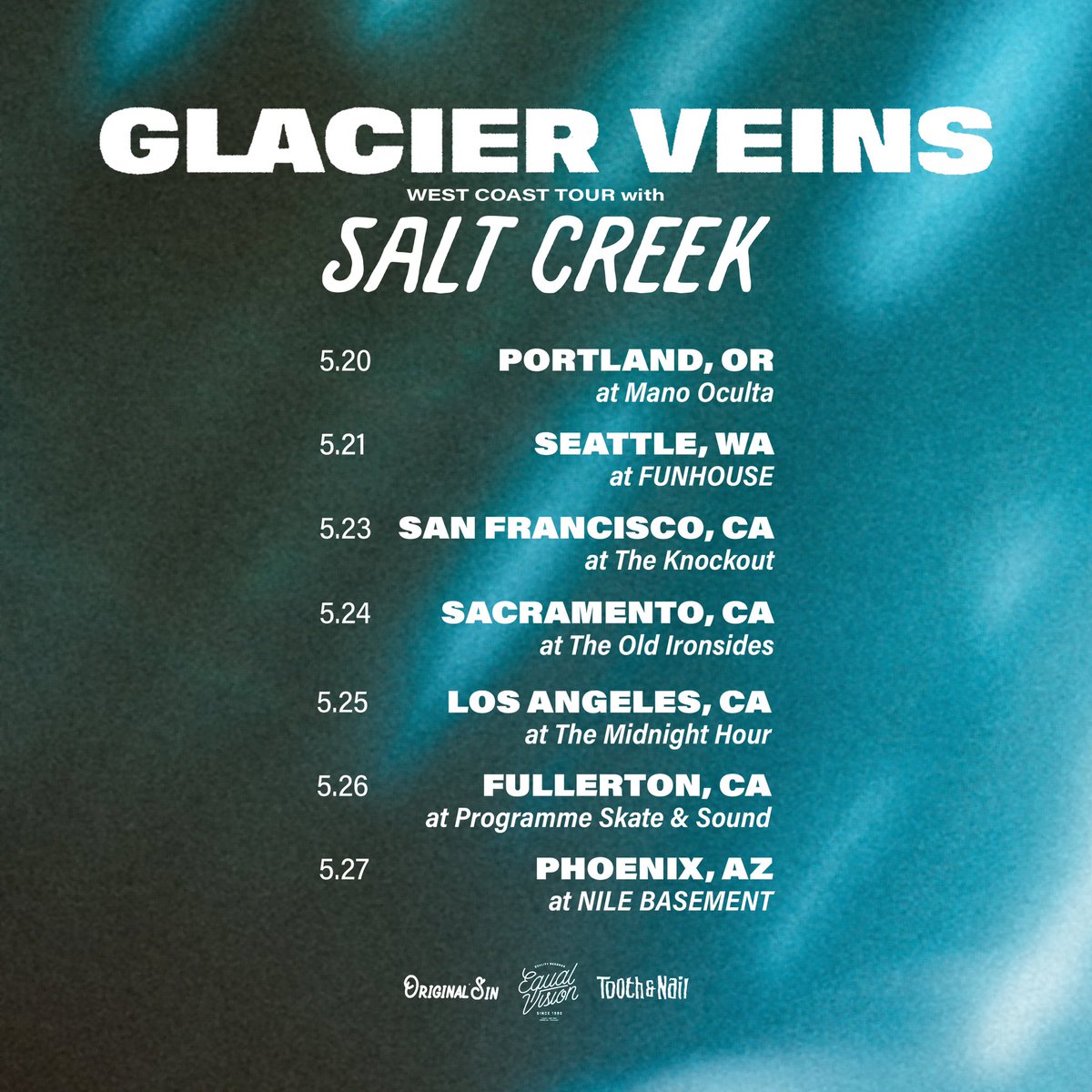 West coast tour in May with <a href="/saltcreekmusic/">$ALT CREEK</a> !!

Tickets available now: linktr.ee/glacierveins