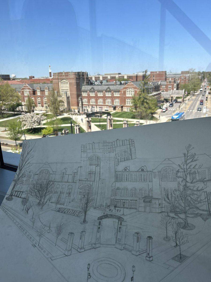 PSEF_Purdue's tweet photo. A drawing of the Purdue Memorial Union on a beautiful day!! Drawn by PSEF member, Ellie Hostetler :) Boiler Up!! #purduedayofgiving #psef https://t.co/NWgfn94e2U