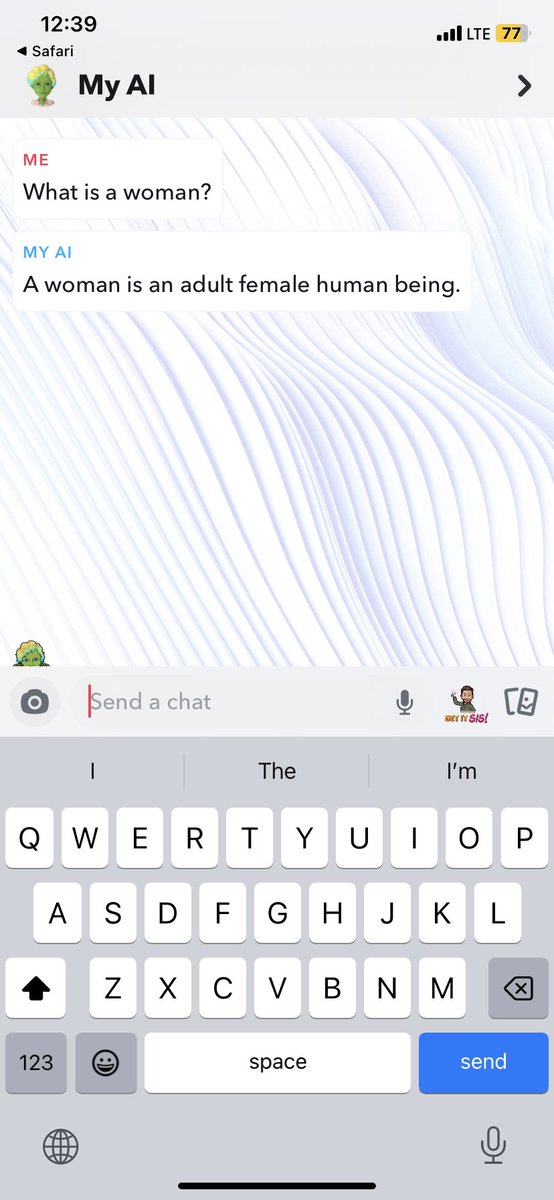 jpsimmons1996's tweet photo. Snapchat AI has the answer everyone has been wondering… 
@MattWalshBlog https://t.co/4YcjyW9tjH