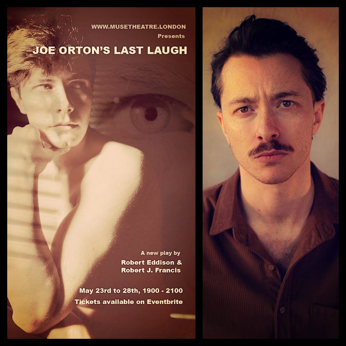 I’ll be playing Kenneth Halliwell in JOE ORTON’S LAST LAUGH

This one-of-a-kind theatre production will be performed in an intimate art gallery called The Muse on Portobello Road.

🎟️ eventbrite.co.uk/e/joe-ortons-l… (due to double-casting, I will be performing on 24/26/28 May only)