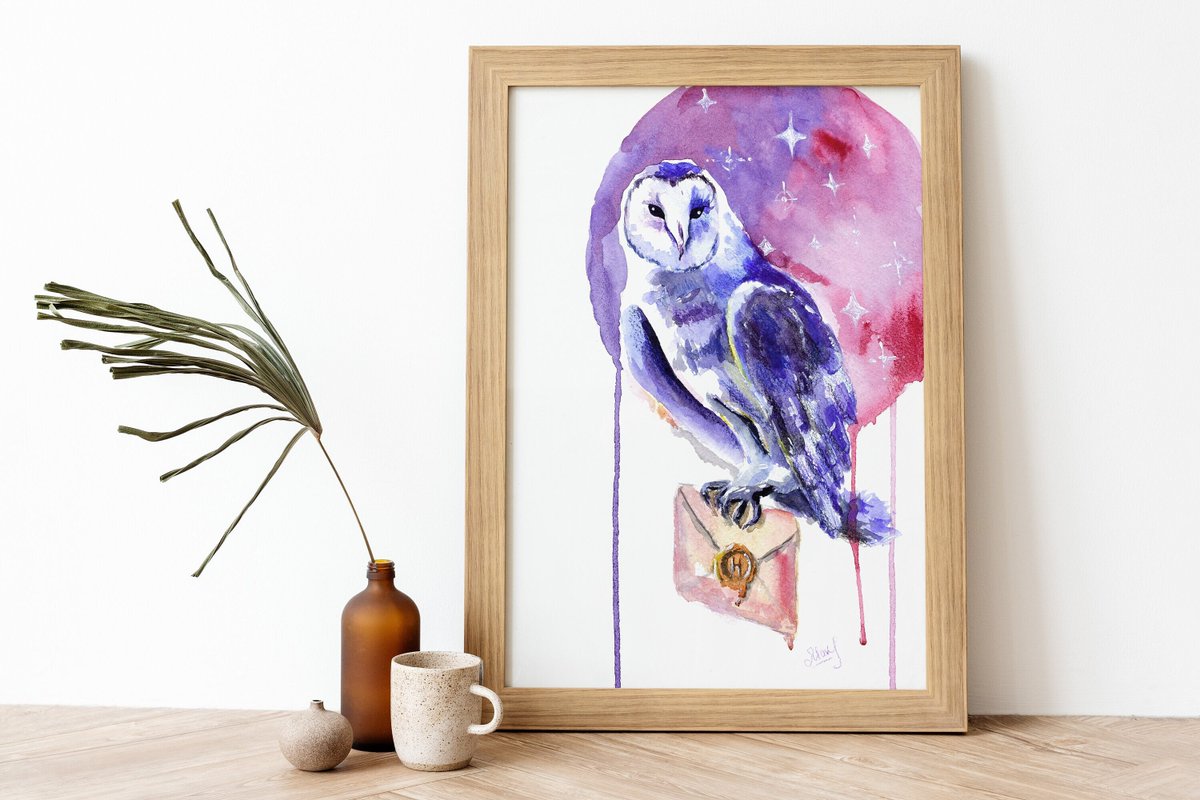 Excited to share the latest addition to my #etsy shop: Barn Owl Painting Nursery Wall Art Print Snowy Owl Framed Poster Hedwig Harry Potter Canvas Print by NatalyMak etsy.me/3UUAEom #purple #pink #entryway #countryfarmhouse #animal #vertical #barnowlpainting #n