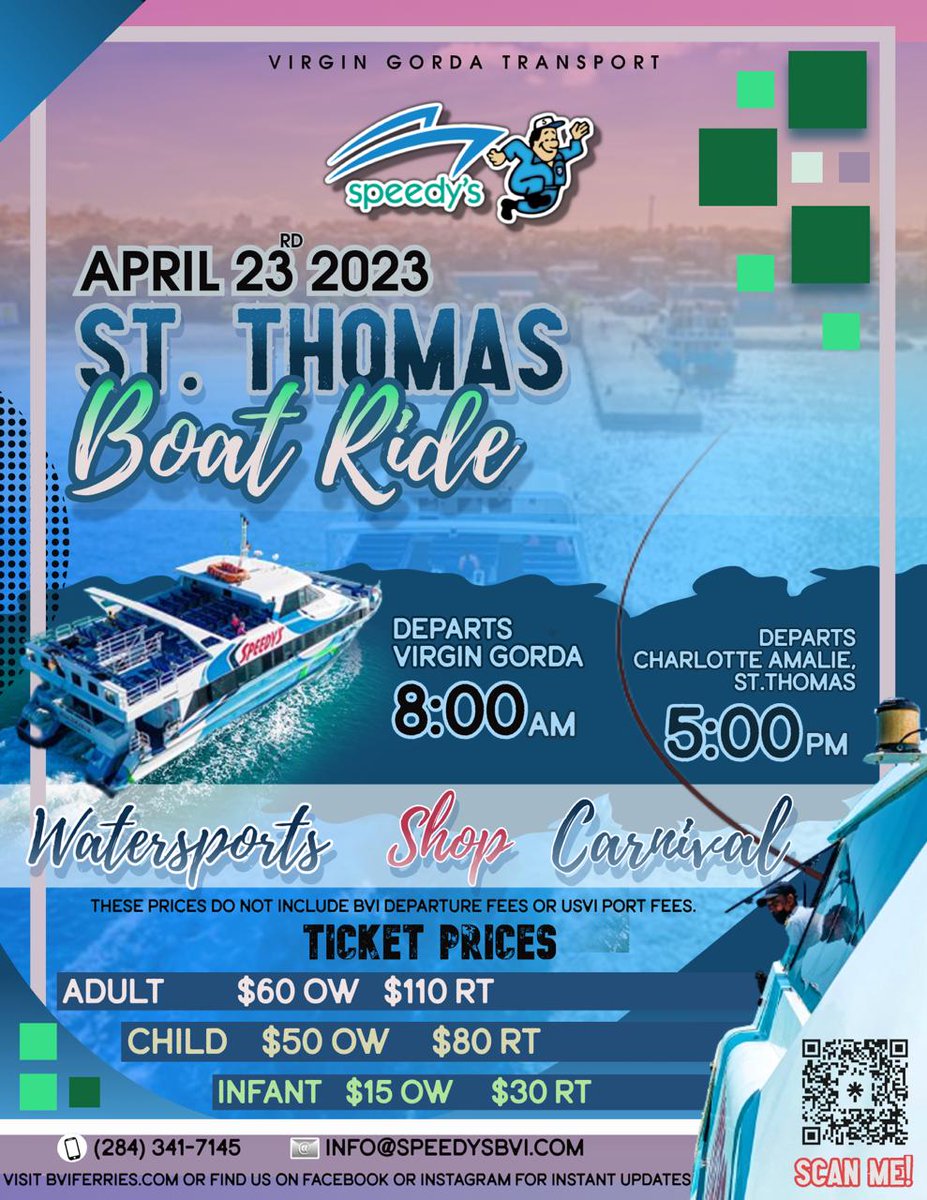 Speedys_VG's tweet photo. Save the date! We just added another trip from Virgin Gorda to St Thomas on April 23!
📷 https://t.co/FGb561UsuX
#Speedys #SpeedysLove #BVI #VirginGorda #bviferries #Sthomas #USVI https://t.co/pStQ0MDfST