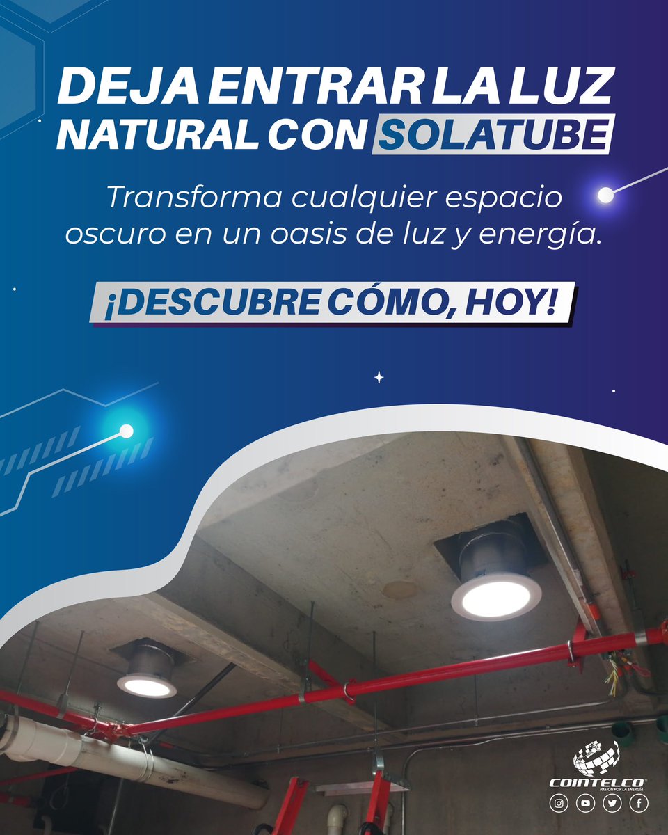 CointelcoSA's tweet image. Nuestro sistema de iluminación natural es la opción ideal para cualquier empresa que busque una solución inteligente y económica para mejorar su espacio de trabajo.

cointelco.com/?portfolio=ene…

#Solatube #renovables #solar #ahorro #energia #natural #eficiencia