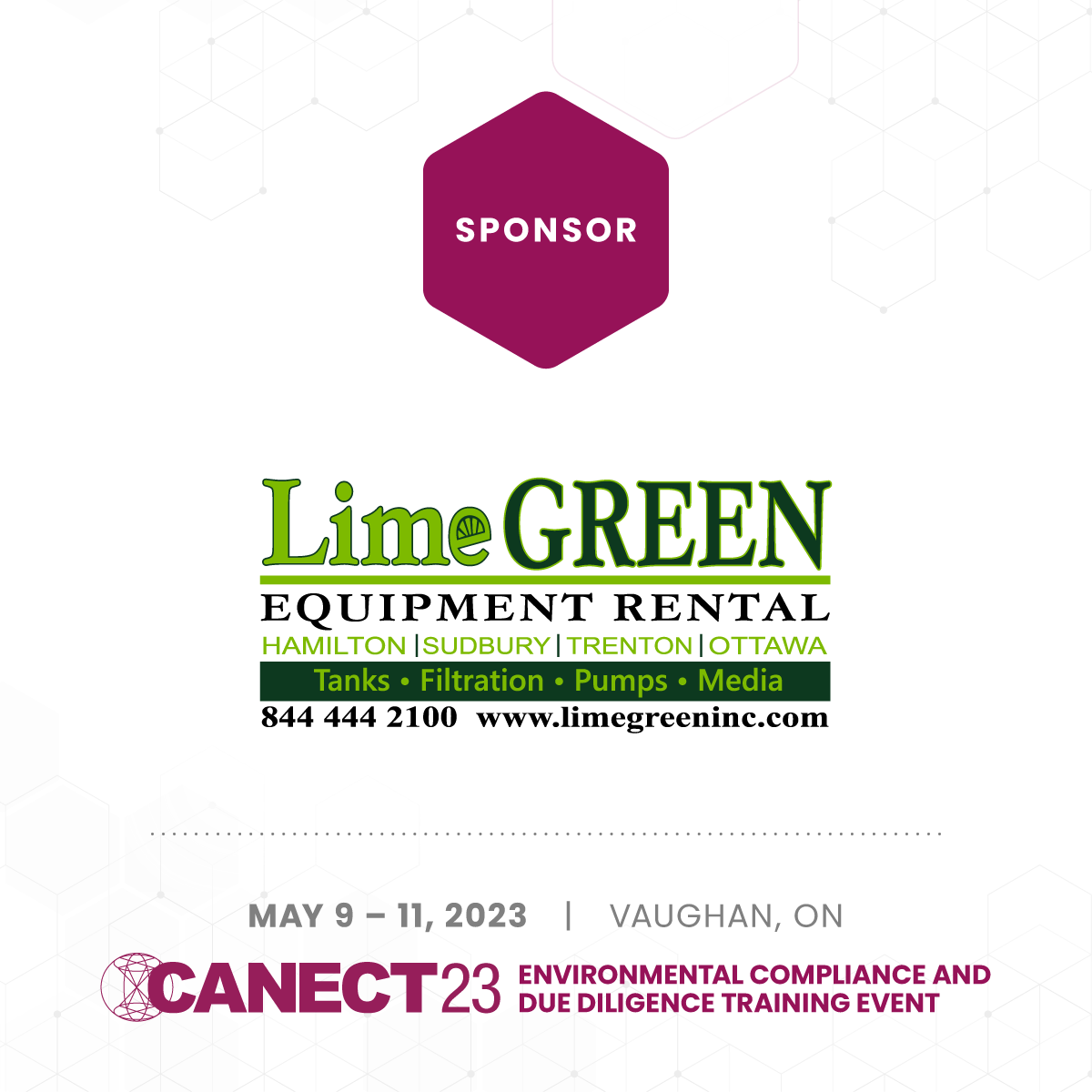 CANECTEvent's tweet photo. #CANECT23 Sponsor Spotlight: LimeGREEN Equipment Rental
Thank-you to our Sponsor LimeGREEN. Contact LimeGREEN about your rental tank, pump, or filter needs, and they will work with you, to help keep your project on schedule, and on budget. Learn more: https://t.co/oxRxD4XcdU https://t.co/itwvdt1rvx