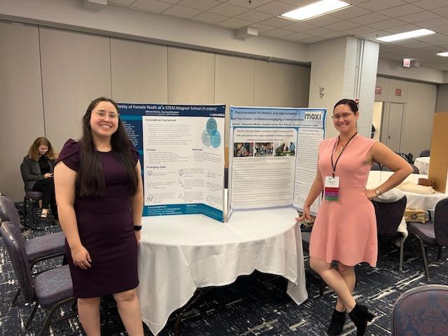 Liliana Garcia and I (on behalf of Amanda Andersen) presenting our work on improv in museums and science identity at #NARST23 @GGSEucsb #UCSB #phdlife