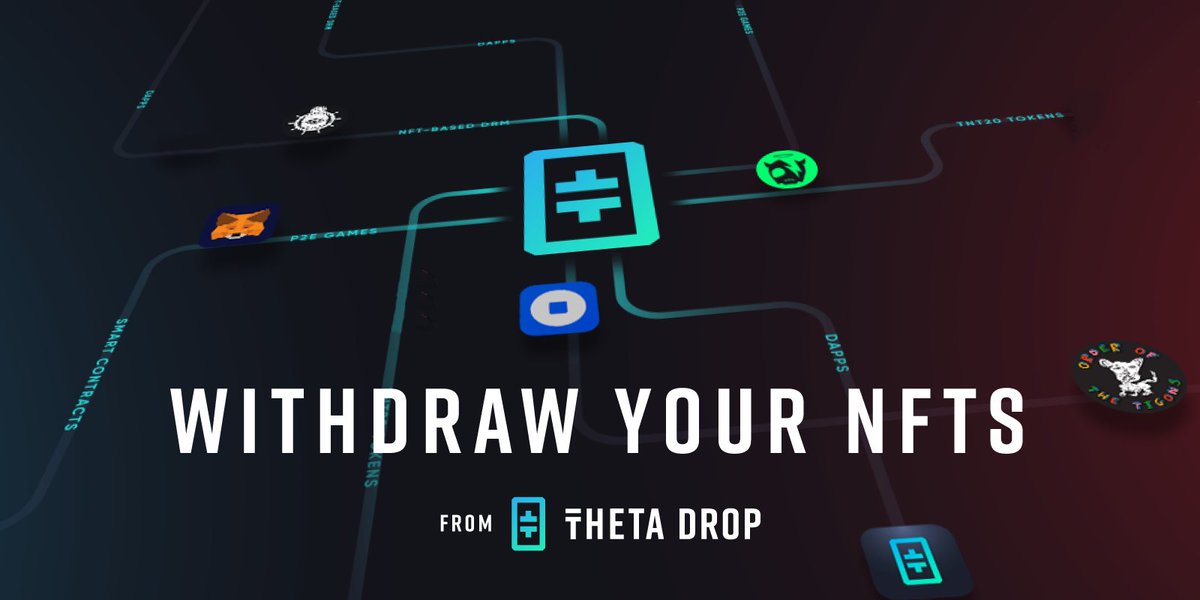 NFT Withdrawals are now available on dozens of <a href="/ThetaDrop/">ThetaDrop</a> collections!

Your account must be verified before you can withdraw. 

Never withdraw an NFT to an exchange or a wallet that does not have NFT support!

View your collection at:
thetadrop.com/account/collec…