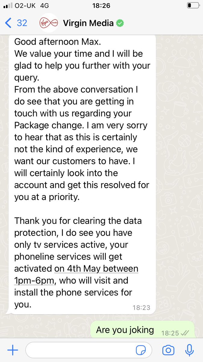 FrazerMax's tweet photo. @virginmedia so a phone line upgrade means your have no phone for 3 weeks ?  #shockingservice #wasteoftime https://t.co/jlm6lU2yXu