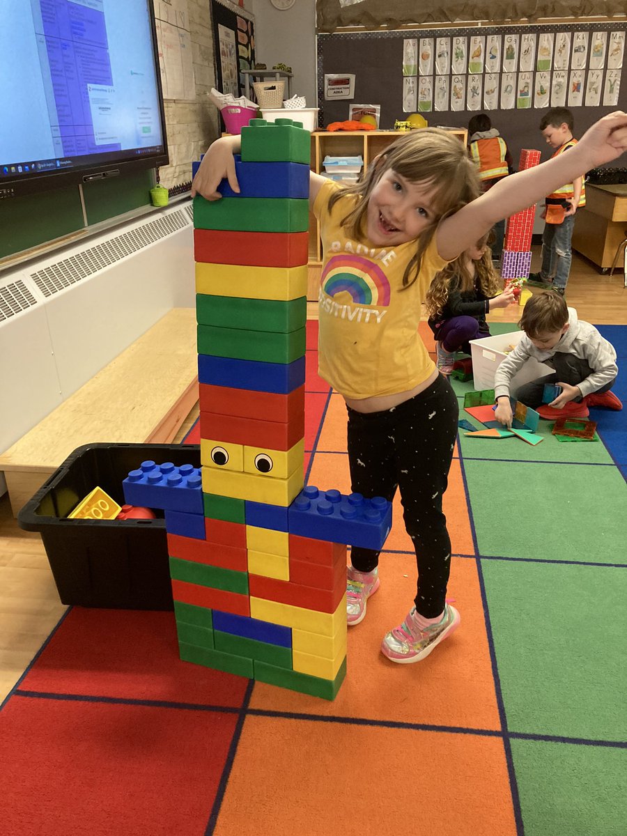 Our Kinders are learning about characteristics of 3D solids. We explored how we can STACK some of them and then made some towers! #KinderMath <a href="/WCPS72/">Wolf Creek Schools</a> #AXele2 #AXele6 #AXele7