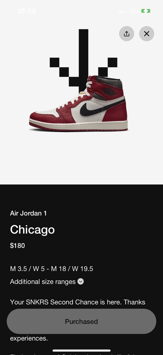 GamingYT13's tweet photo. @snkr_twitr Didn’t get anything but the bank account charge and this so I think I finally got a win on this app 😅 https://t.co/bRdsAw3OY1