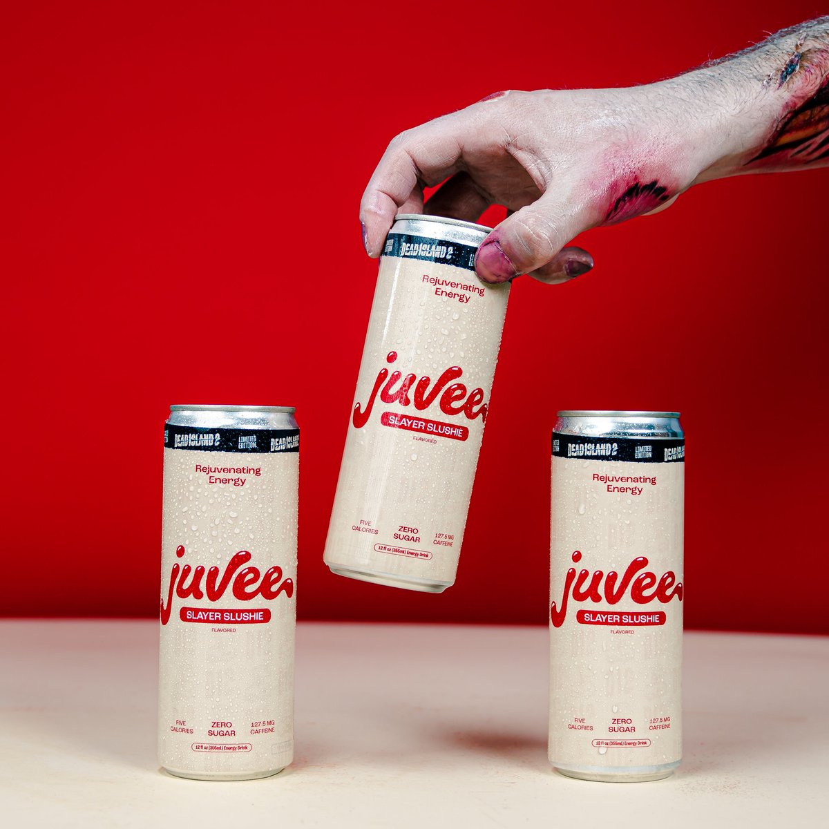 drinkjuvee's tweet photo. The first limited time Juvee flavor is here in collaboration with @deadislandgame: Slayer Slushie 👀

This twist on classic Cherry flavors is available exclusively for a limited time on @gopuff, starting 04/21. 

🧟🏝#deadisland2 https://t.co/n0c7RpUESW
