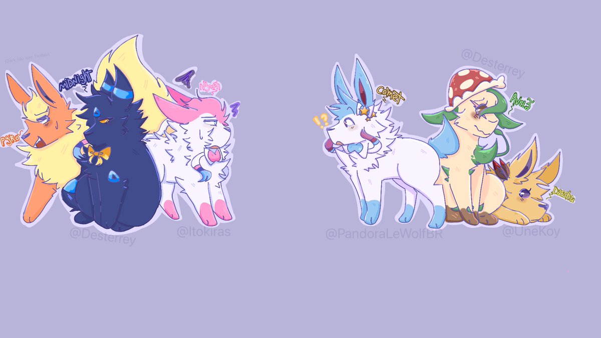 Gamutito's tweet photo. Algumas eeveelutions de uns amigos meus aí ( + duas minhas)

#eeveelutionsart #flareon #umbreon #leafeon #sylveon #jolteon #pokemonart https://t.co/VjjIPOW3Ep